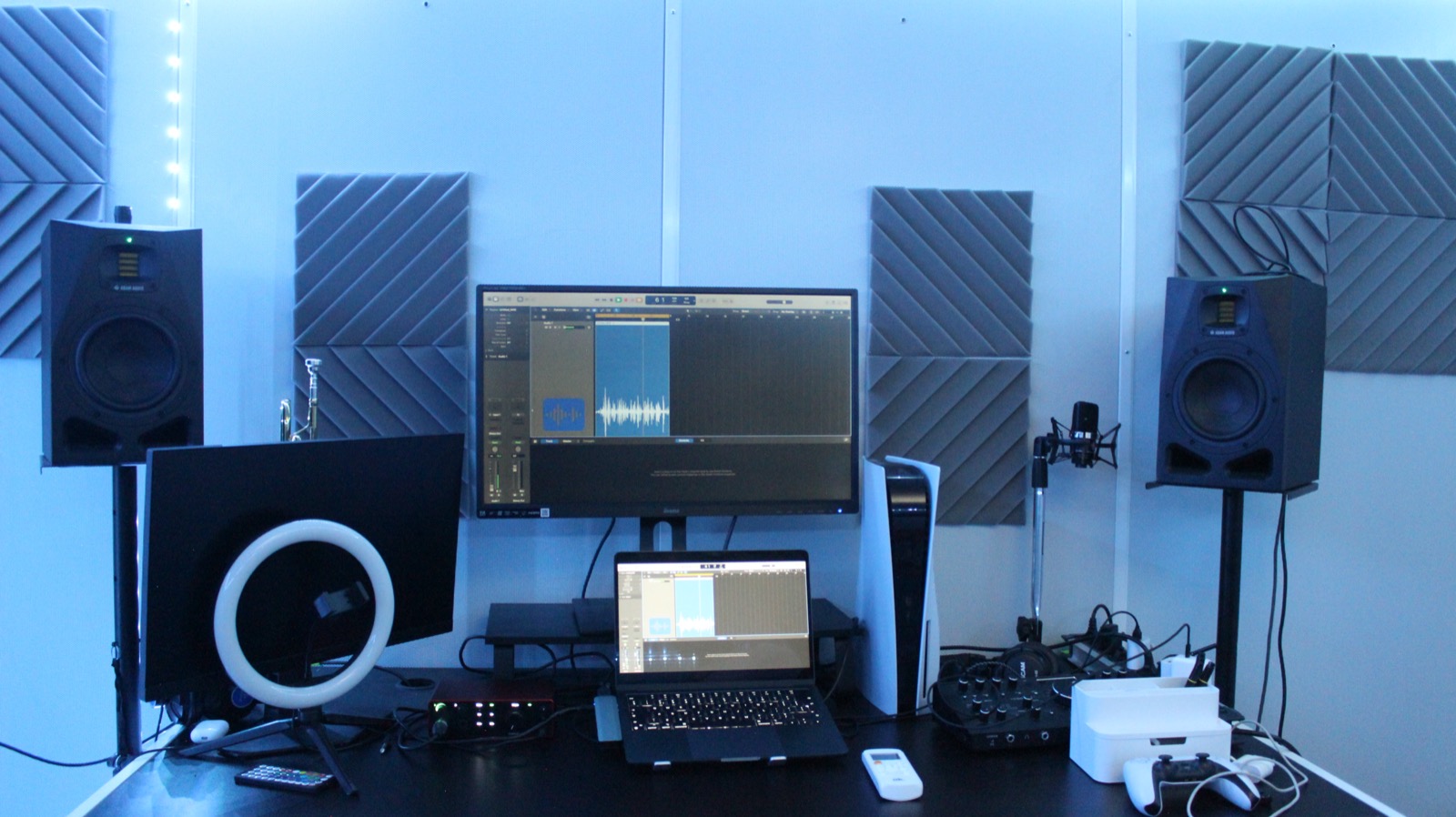 RT RECORDS studio desk and monitoring setup